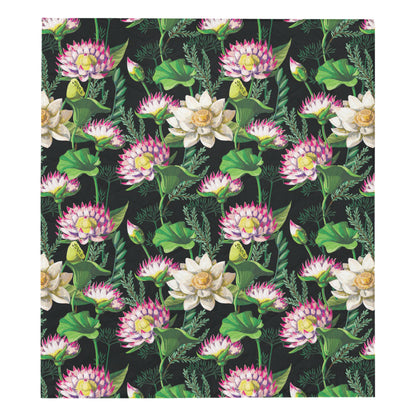 Water Lily Pattern Print Design WL010 Premium Quilt