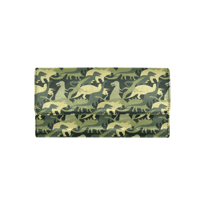 Camouflage Dinosaur Pattern Print Design 03 Women's Trifold Wallet