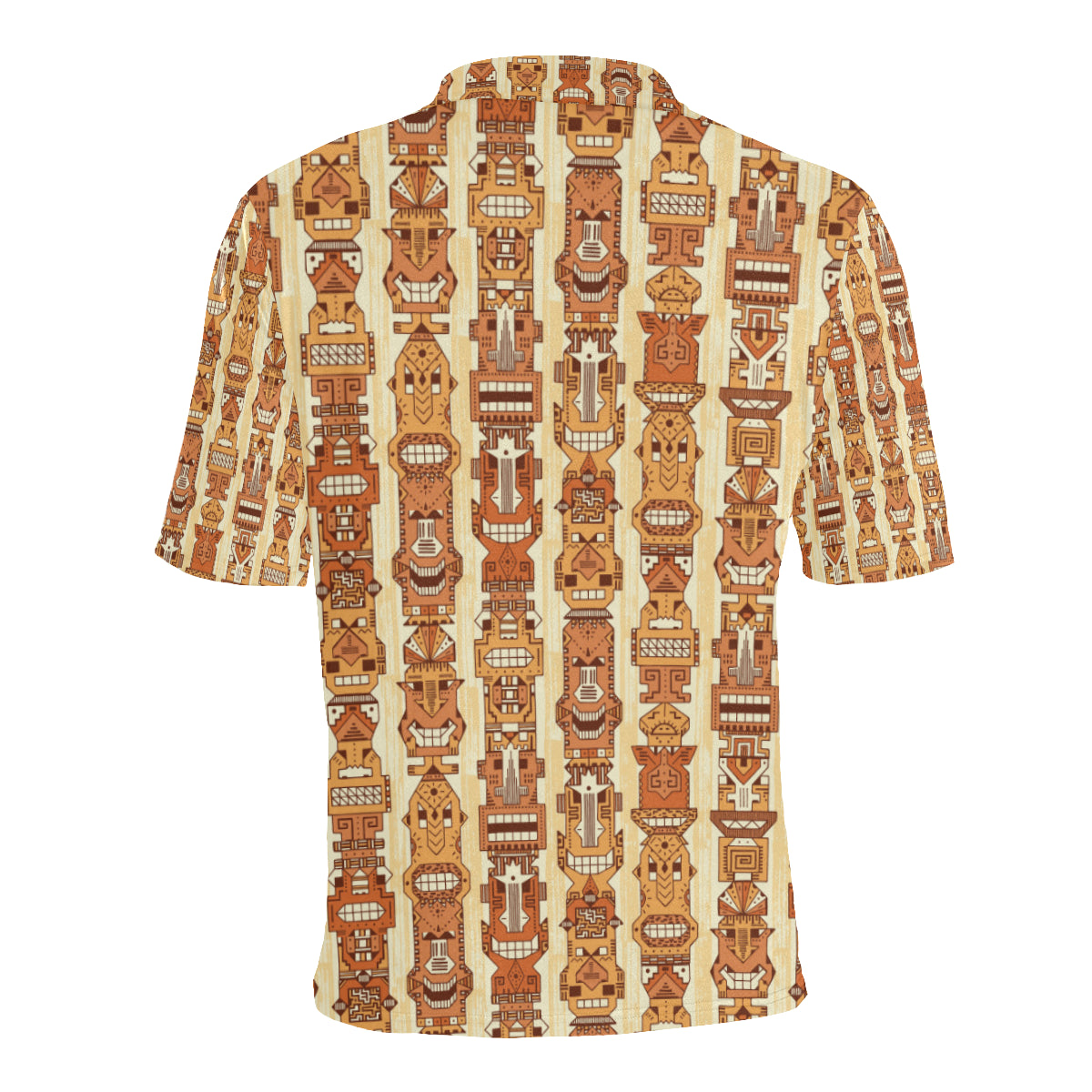 Tiki Orange Vertical Pattern Men Polo Shirt