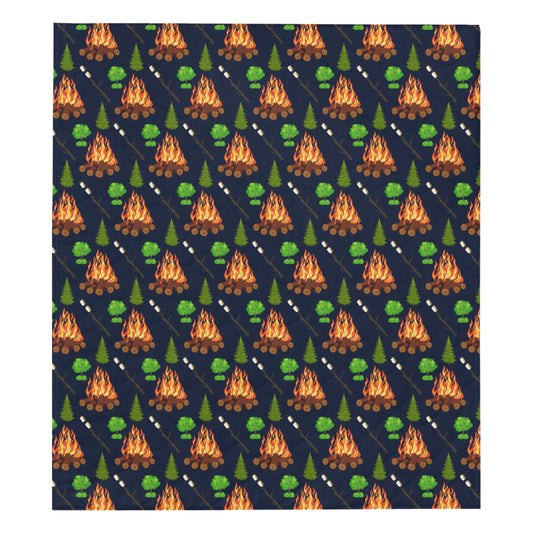 Camfire marshmallow Camping Design Print Premium Quilt
