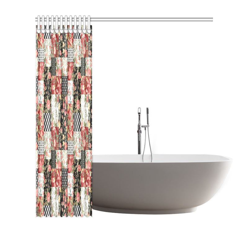 Patchwork Flower Pattern Print Design 03 Shower Curtain