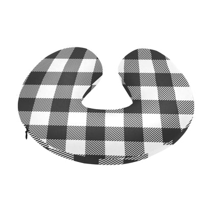 Buffalo check Black white Pattern Print Design 04 U-Shaped Travel Neck Pillow