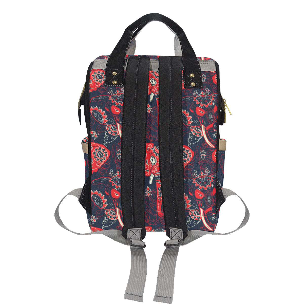 Red Indian Elephant Pattern Diaper Bag Backpack
