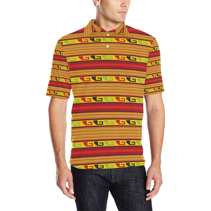 Mexican Blanket Ornament Print Pattern Men Polo Shirt