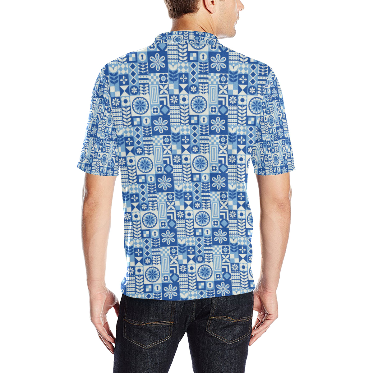 Swedish Print Pattern Men Polo Shirt