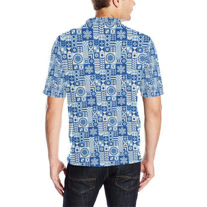Swedish Print Pattern Men Polo Shirt