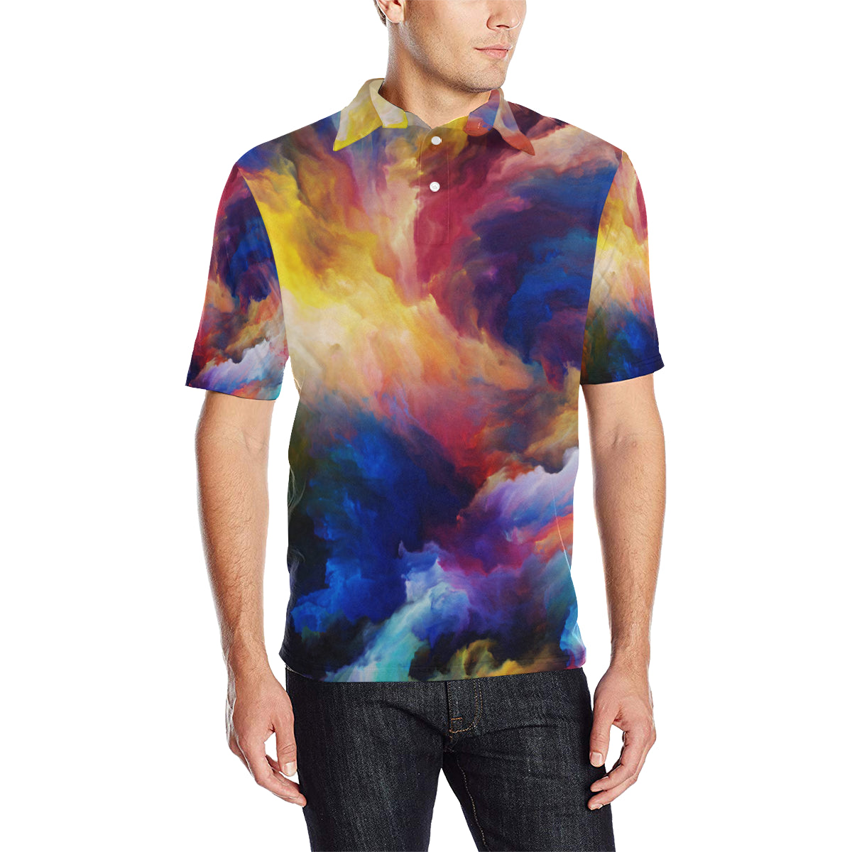 Vortex Twist Swirl Water Color Design Men Polo Shirt