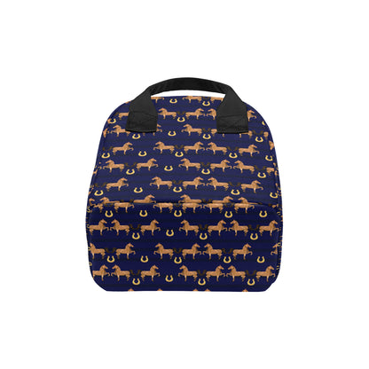 Horse Luxury Themed Pattern Print Insulated Lunch Bag