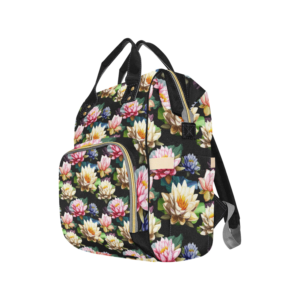 Water Lily Pattern Print Design WL02 Diaper Bag Backpack