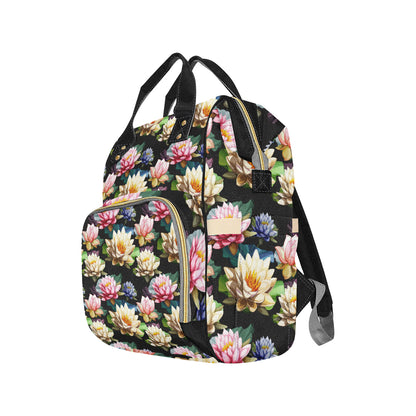 Water Lily Pattern Print Design WL02 Diaper Bag Backpack