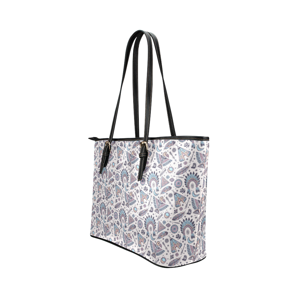 Eagles Native American Indian Symbol Leather Tote Bag