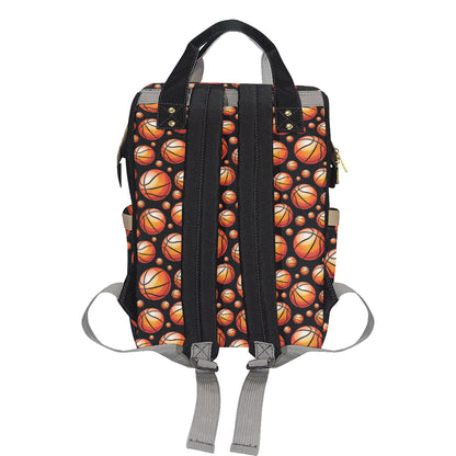Basketball Black Background Pattern Diaper Bag Backpack