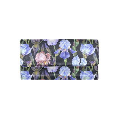 Iris Pattern Print Design IR04 Women's Trifold Wallet