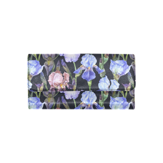 Iris Pattern Print Design IR04 Women's Trifold Wallet