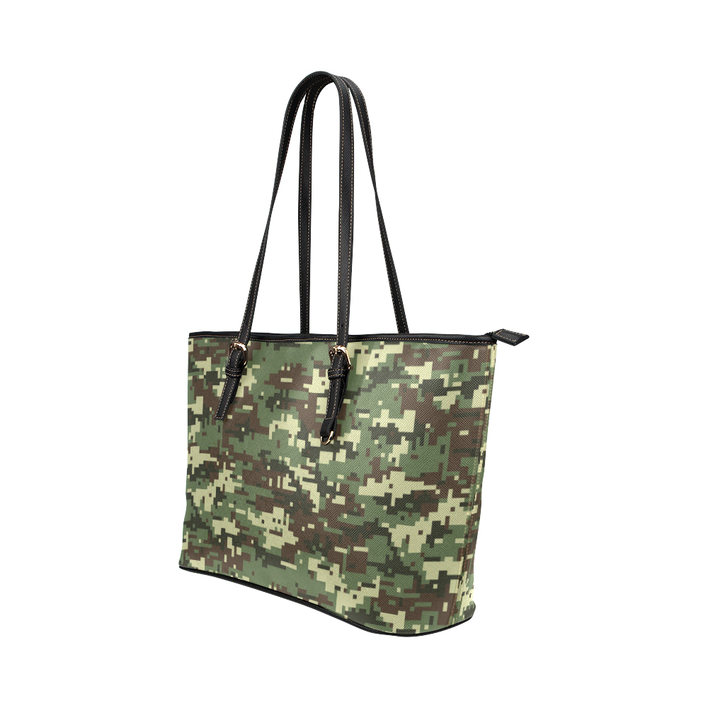 ACU Digital Army Camouflage Leather Tote Bag