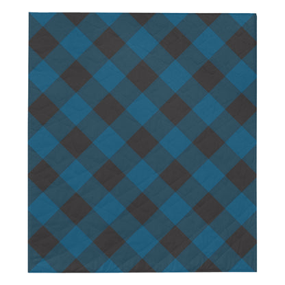 Plaid Blue Pattern Print Design A04 Premium Quilt