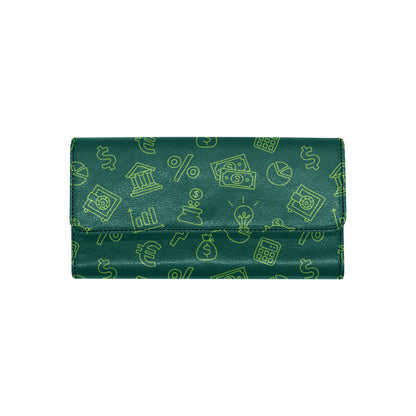 Accounting Financial Pattern Print Design 02 Women's Trifold Wallet