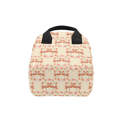 Flamingo Hibiscus Print Pattern Insulated Lunch Bag