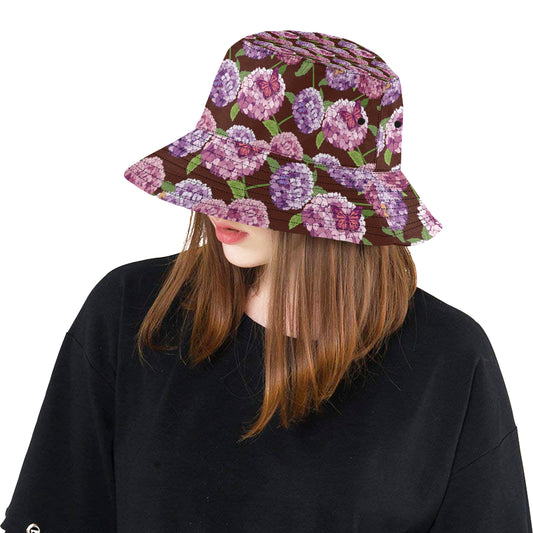 Hydrangea Pattern Print Design HD08 Unisex Bucket Hat