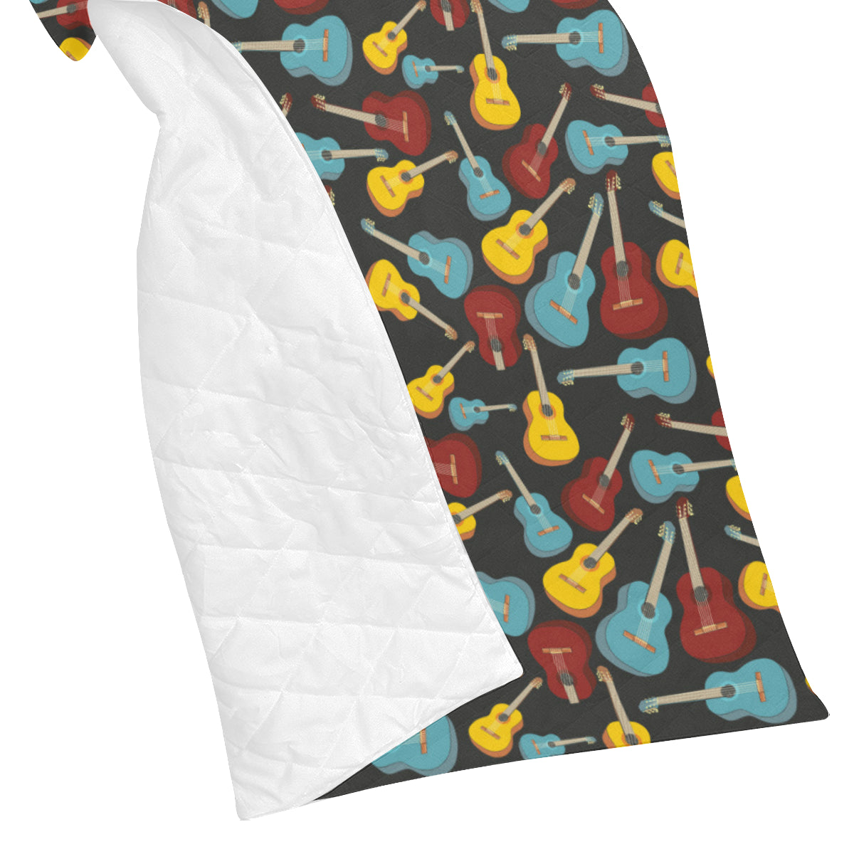 Acoustic Guitar Pattern Print Design 01 Premium Quilt