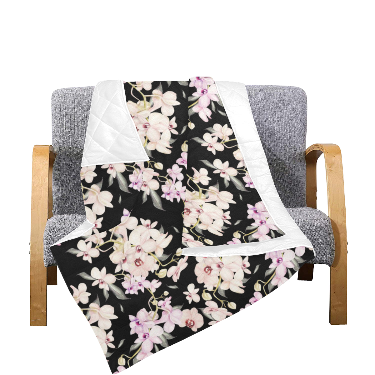 Orchid White Pattern Print Design OR03 Premium Quilt
