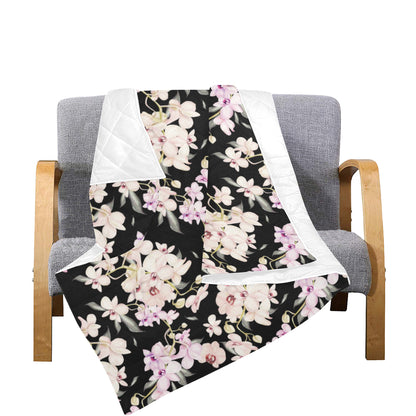 Orchid White Pattern Print Design OR03 Premium Quilt