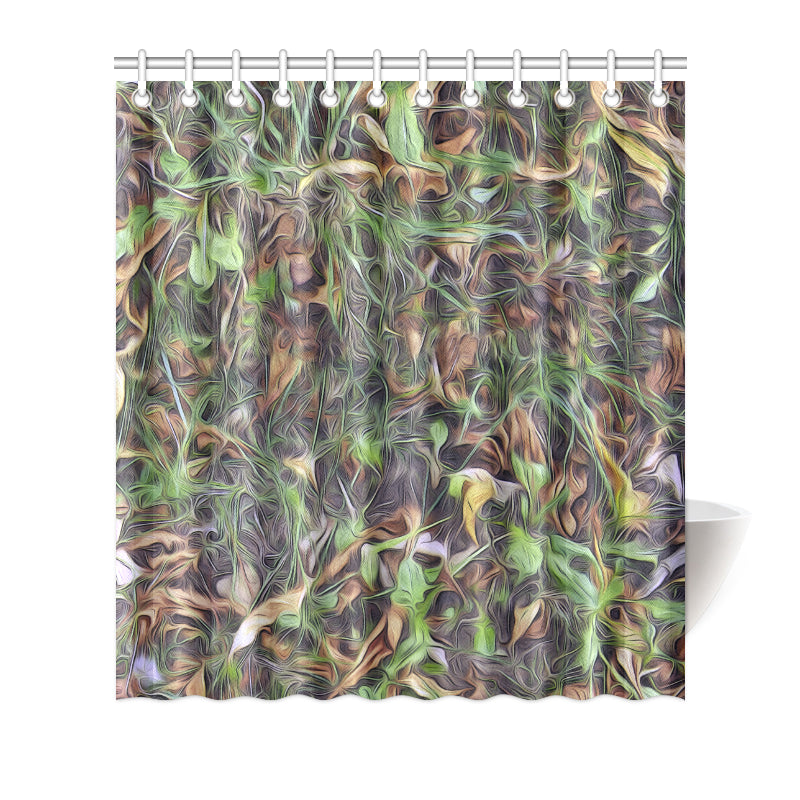Camouflage Realistic Tree Print Shower Curtain