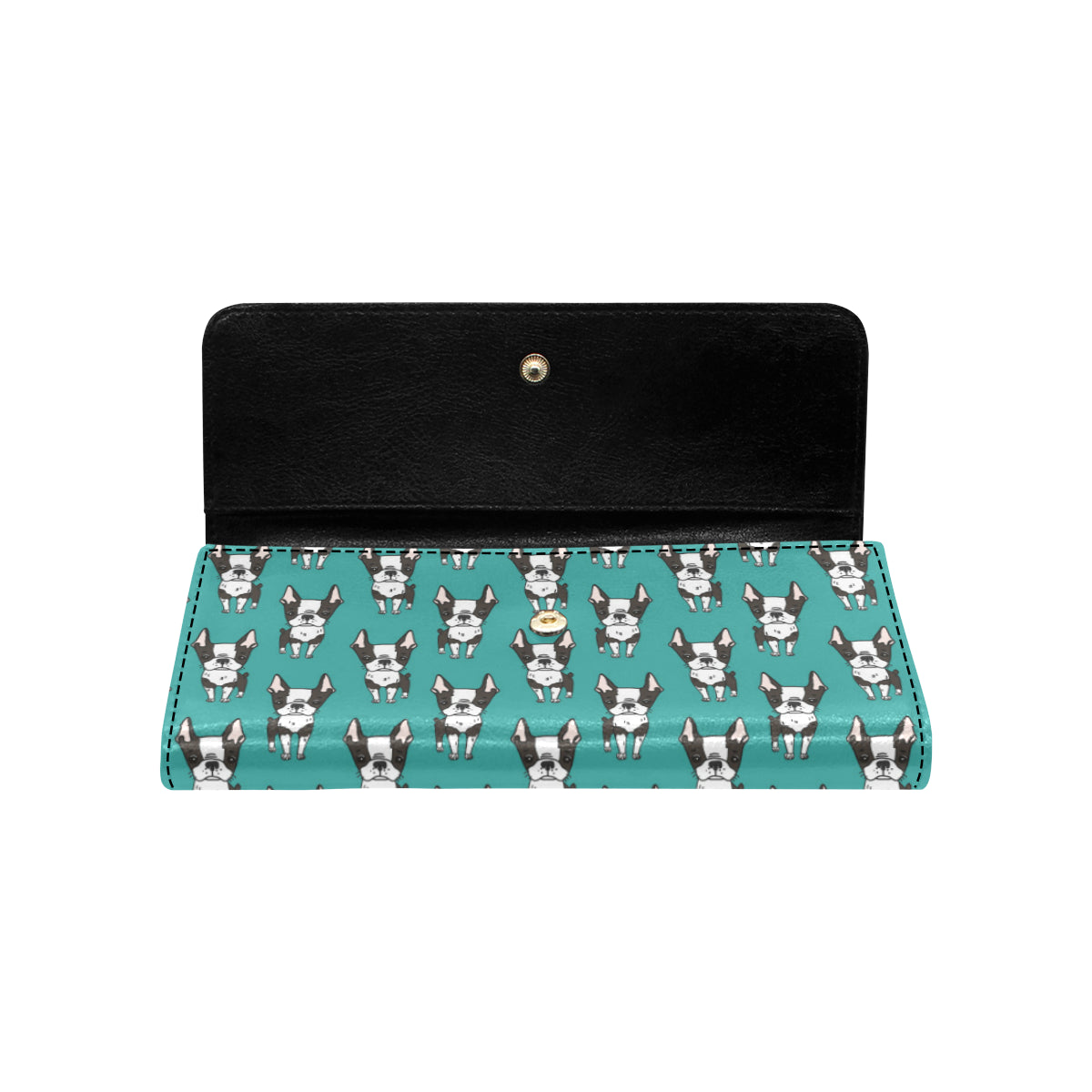 Boston Terrier Pattern Print Design 04 Women's Trifold Wallet