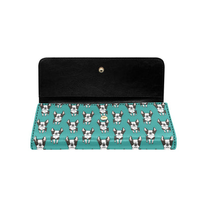 Boston Terrier Pattern Print Design 04 Women's Trifold Wallet