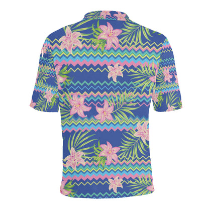 Lily Pattern Print Design LY015 Men Polo Shirt