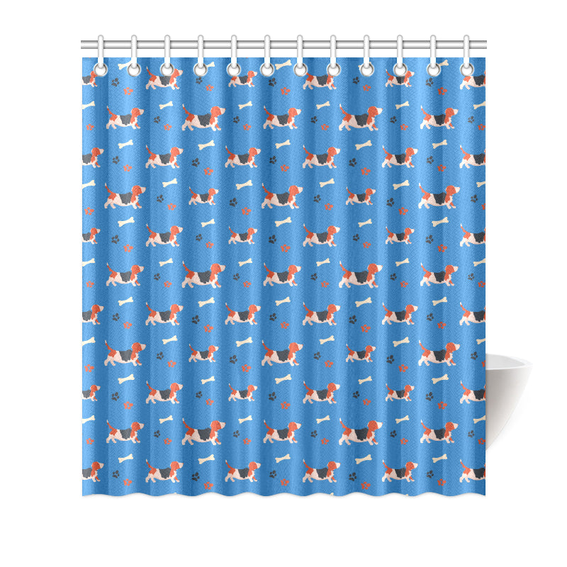 Basset Hound Pattern Print Design 02 Shower Curtain