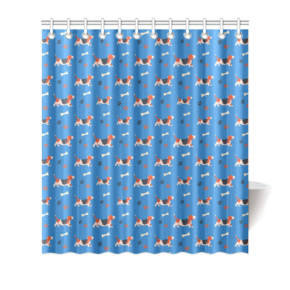 Basset Hound Pattern Print Design 02 Shower Curtain