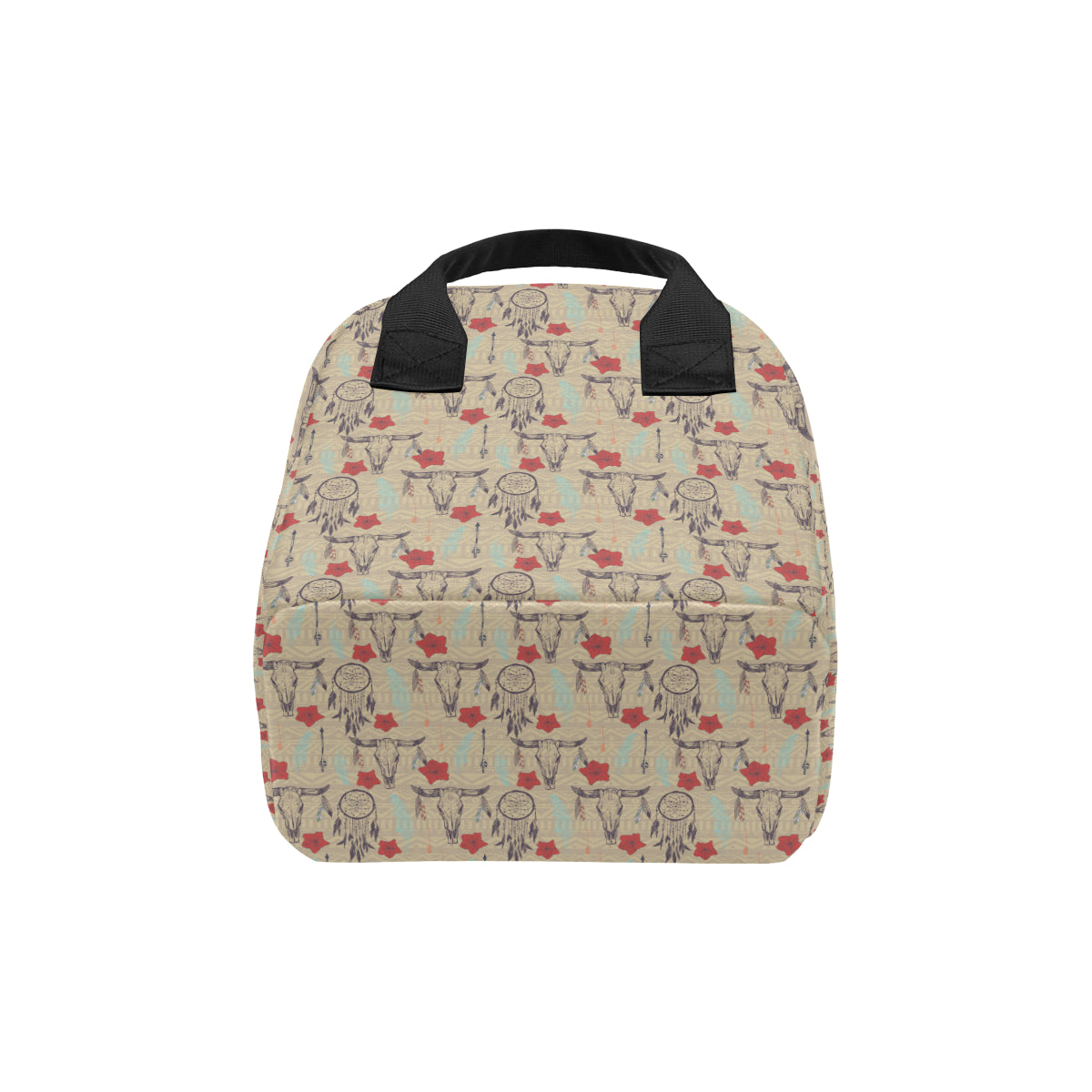 Native Buffalo Head Themed Design Print Insulated Lunch Bag