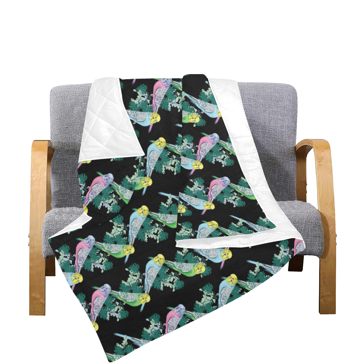 Budgerigar Pattern Print Design 03 Premium Quilt