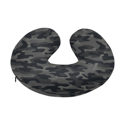 Camo Black Pattern Print Design 02 U-Shaped Travel Neck Pillow