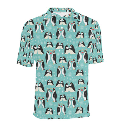 Penguin Love Print Men Polo Shirt
