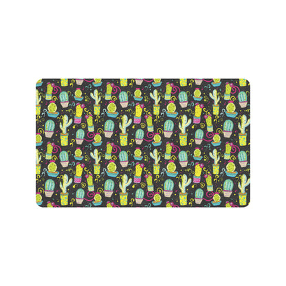 Cactus Neon Style Print Pattern Rubber Doormat