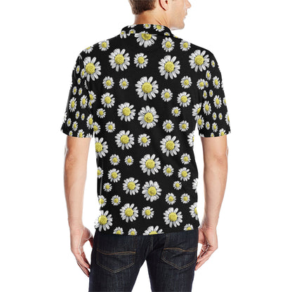 Daisy Pattern Print Design DS01 Men Polo Shirt