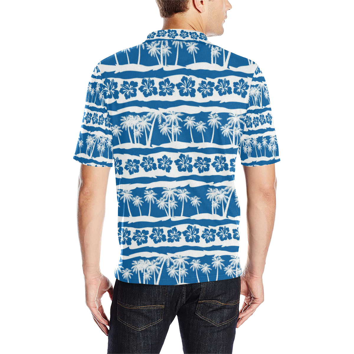 Hawaiian Themed Pattern Print Design H021 Men Polo Shirt