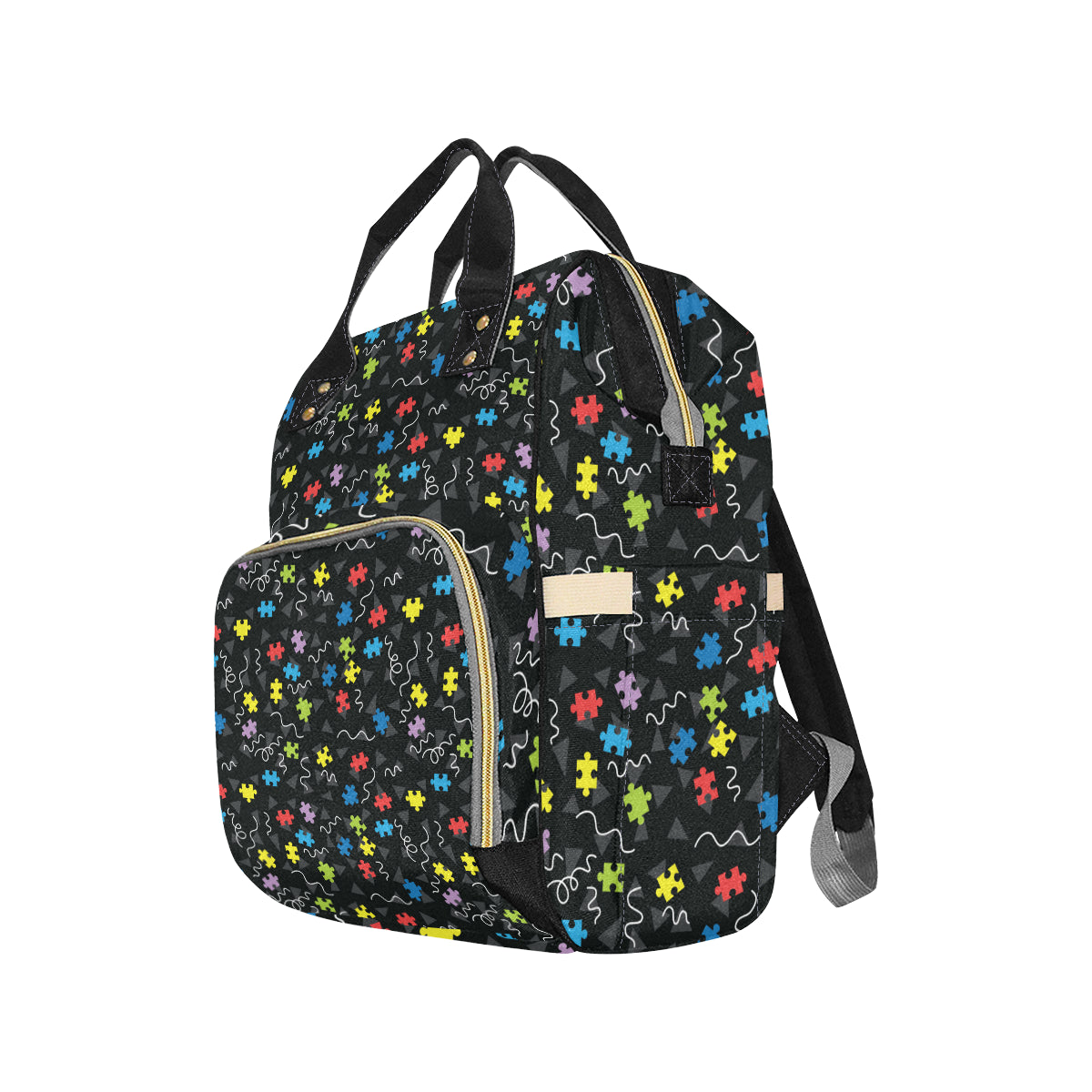 Autism Awareness Pattern Print Design 01 Diaper Bag Backpack