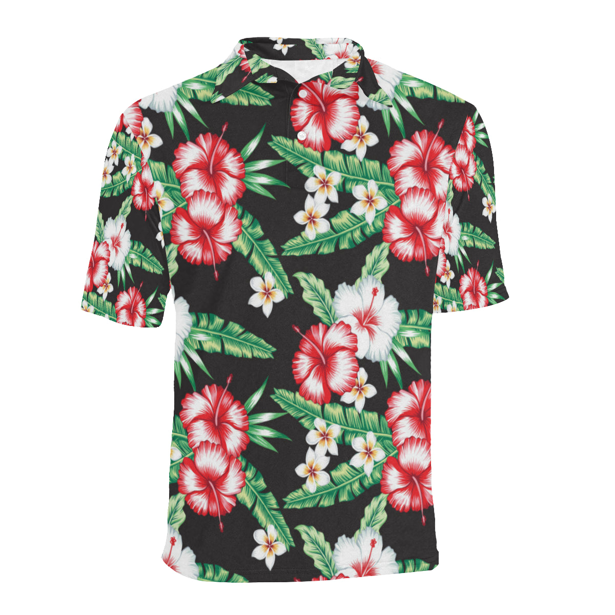 Hawaiian flower tropical leaves Men Polo Shirt