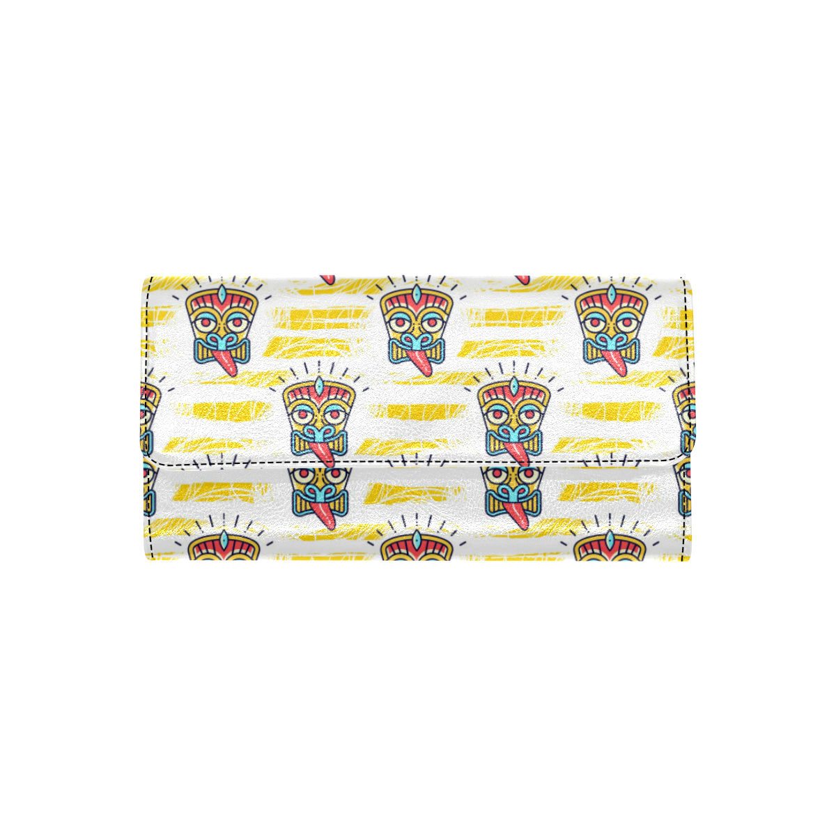Tiki Smile Mask Print Pattern Women's Trifold Wallet