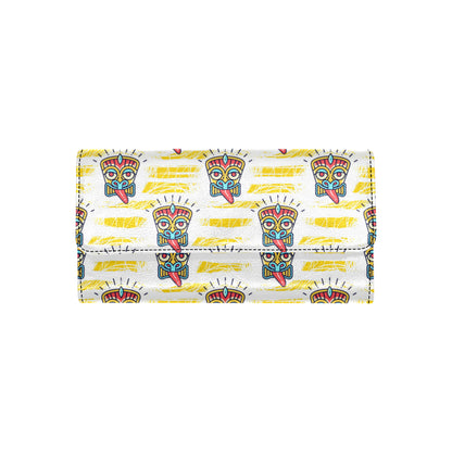 Tiki Smile Mask Print Pattern Women's Trifold Wallet