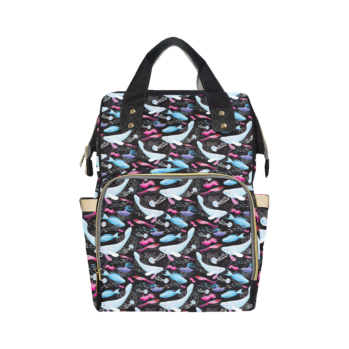 Manatee Pattern Print Design 02 Diaper Bag Backpack