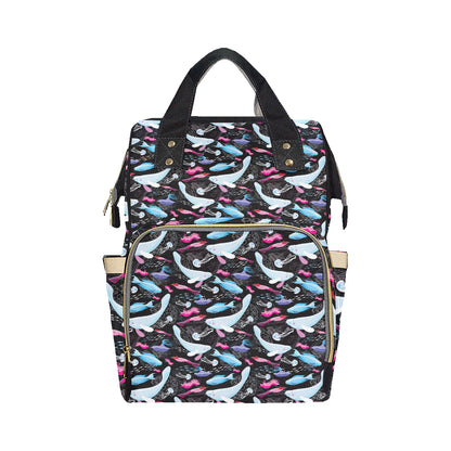 Manatee Pattern Print Design 02 Diaper Bag Backpack