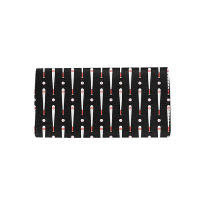 Baseball Pattern Print Design 03 Women's Trifold Wallet