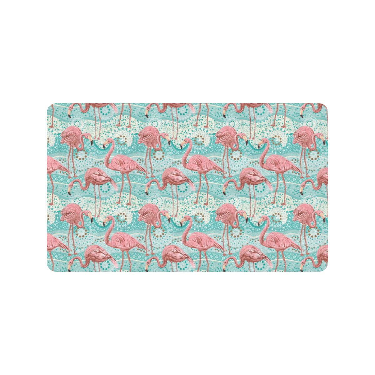 Flamingo Background Themed Print Rubber Doormat