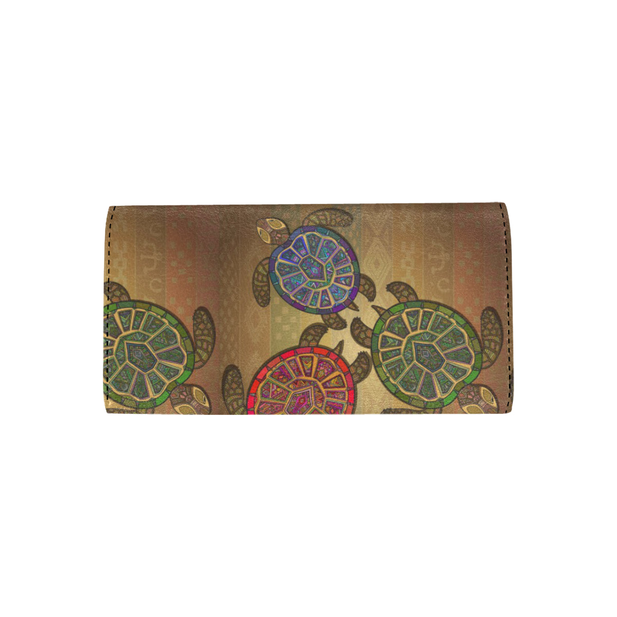Sea Turtle Tribal Colorful Women's Trifold Wallet