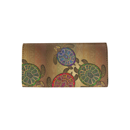 Sea Turtle Tribal Colorful Women's Trifold Wallet
