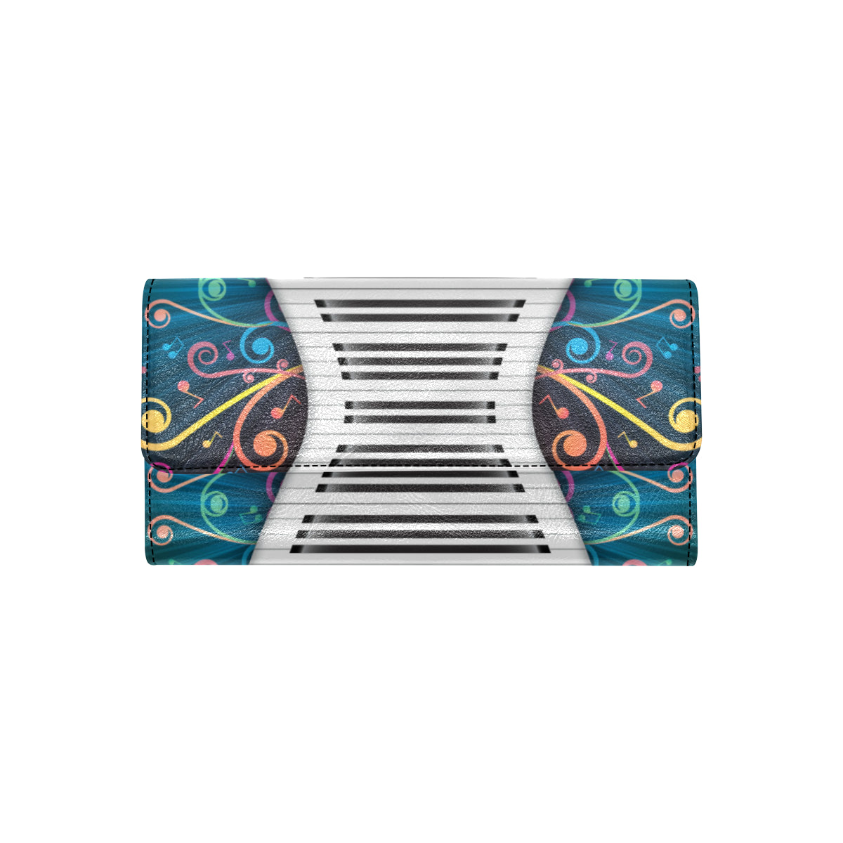 Piano Pattern Print Design 01 Women's Trifold Wallet